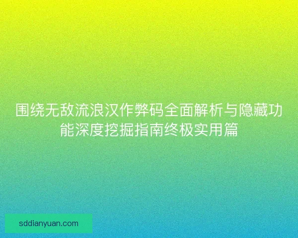 围绕无敌流浪汉作弊码全面解析与隐藏功能深度挖掘指南终极实用篇